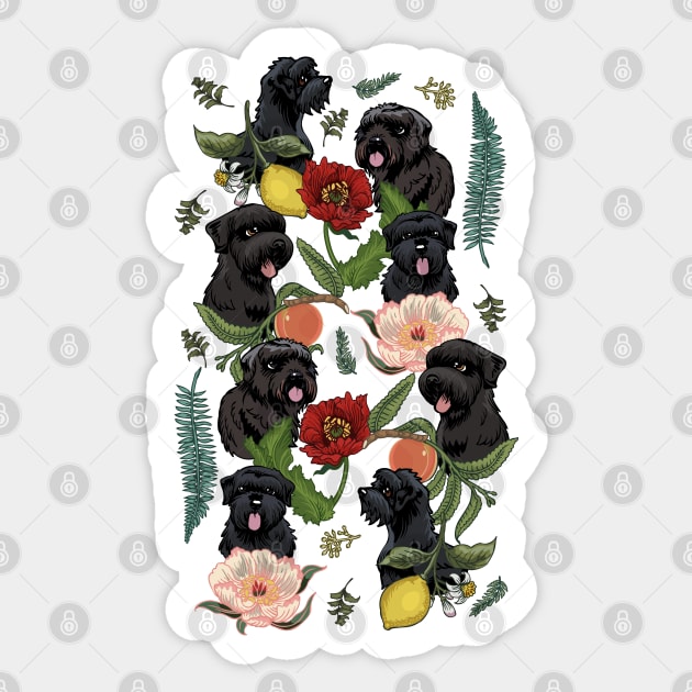 Botanical and Black Russian Terrier Sticker by huebucket